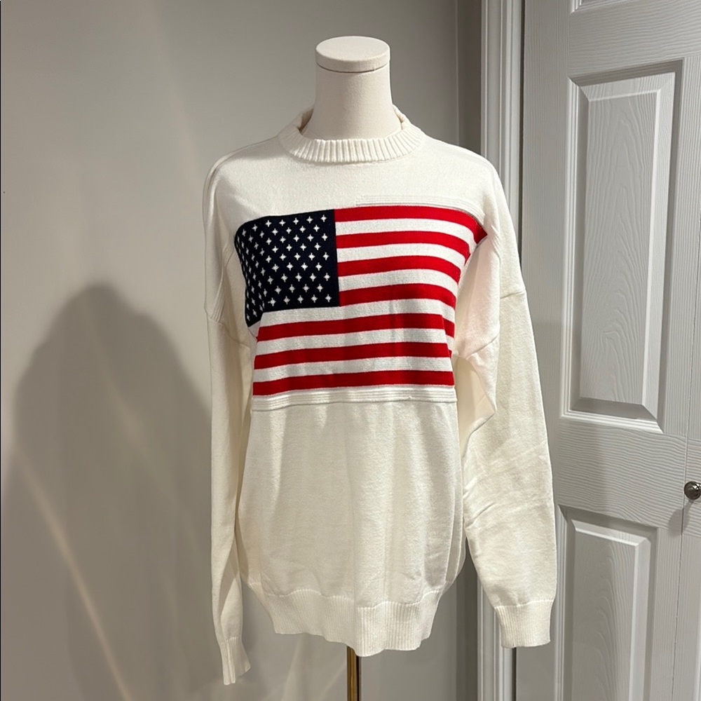 American Flag Sweater - White